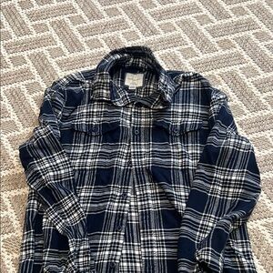 American Eagle Super Soft Plaid Shirt Navy and white Size Small